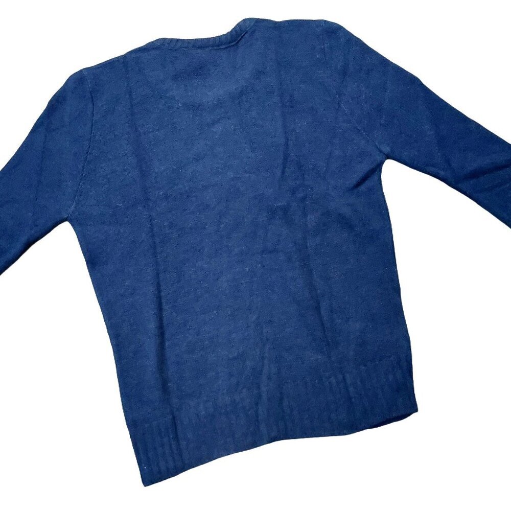 Vintage 1940s-1950s Navy Blue Long Sleeve Knit Crewneck Sweater Sz Medium - Picture 6 of 7